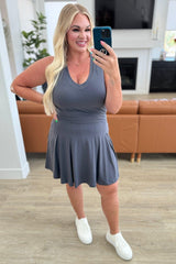 Hop, Skip and a Jump Dress and Shorts Set in Charcoal - AS8815 - 01 - Love it Curvy