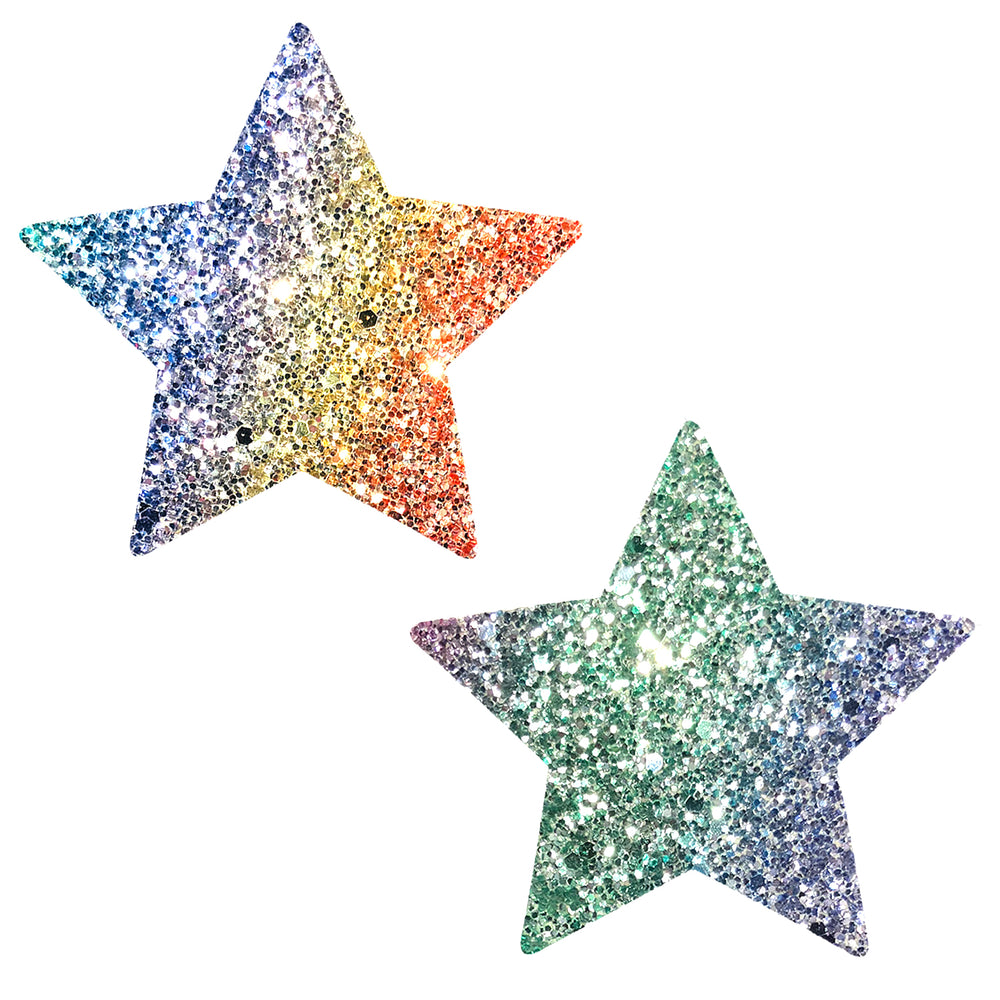 Super Sparkle Rock Kandi Chunky Rainbow Glitter Starry Nights Nipztix Pasties - Love it Curvy