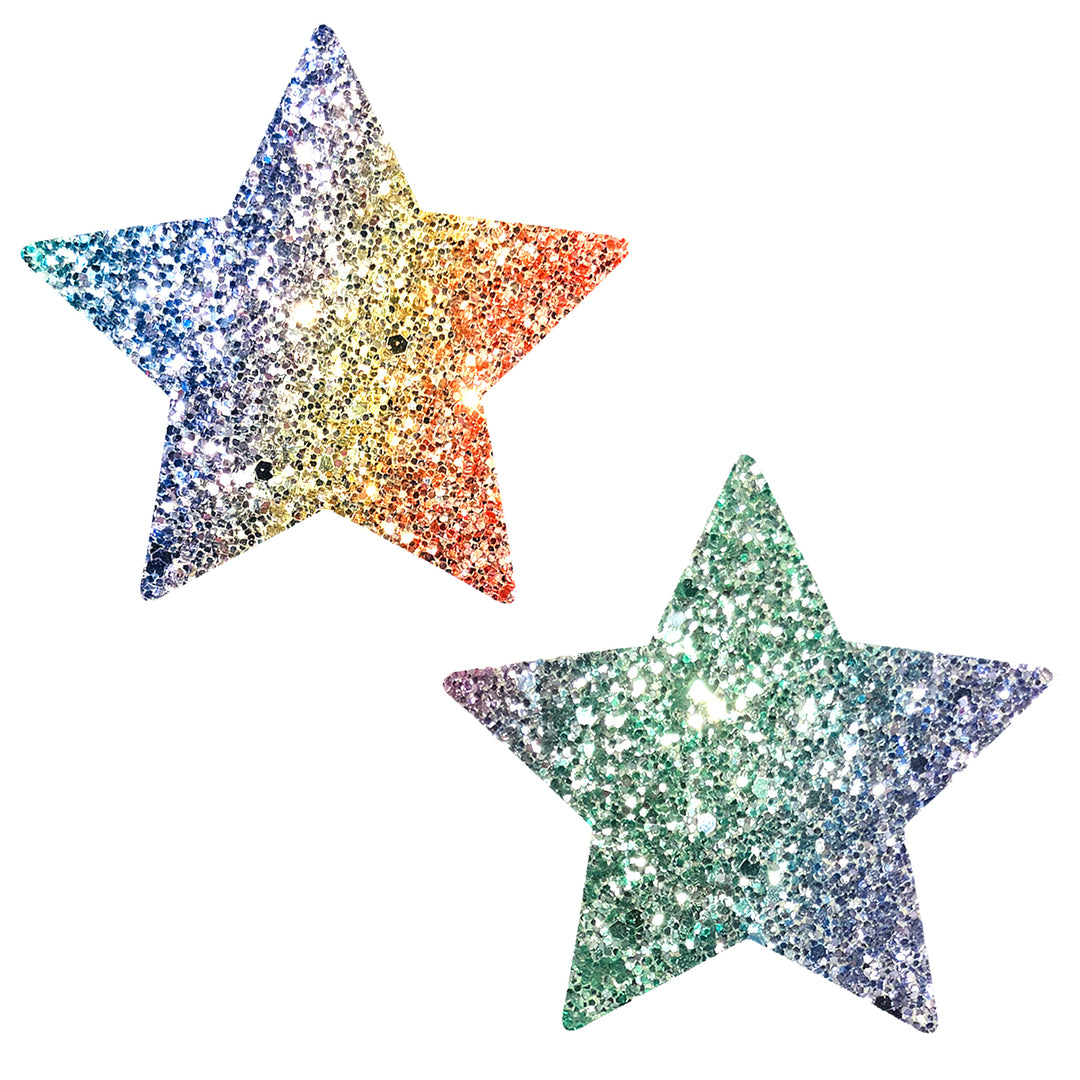 Super Sparkle Rock Kandi Chunky Rainbow Glitter Starry Nights Nipztix Pasties - Love it Curvy