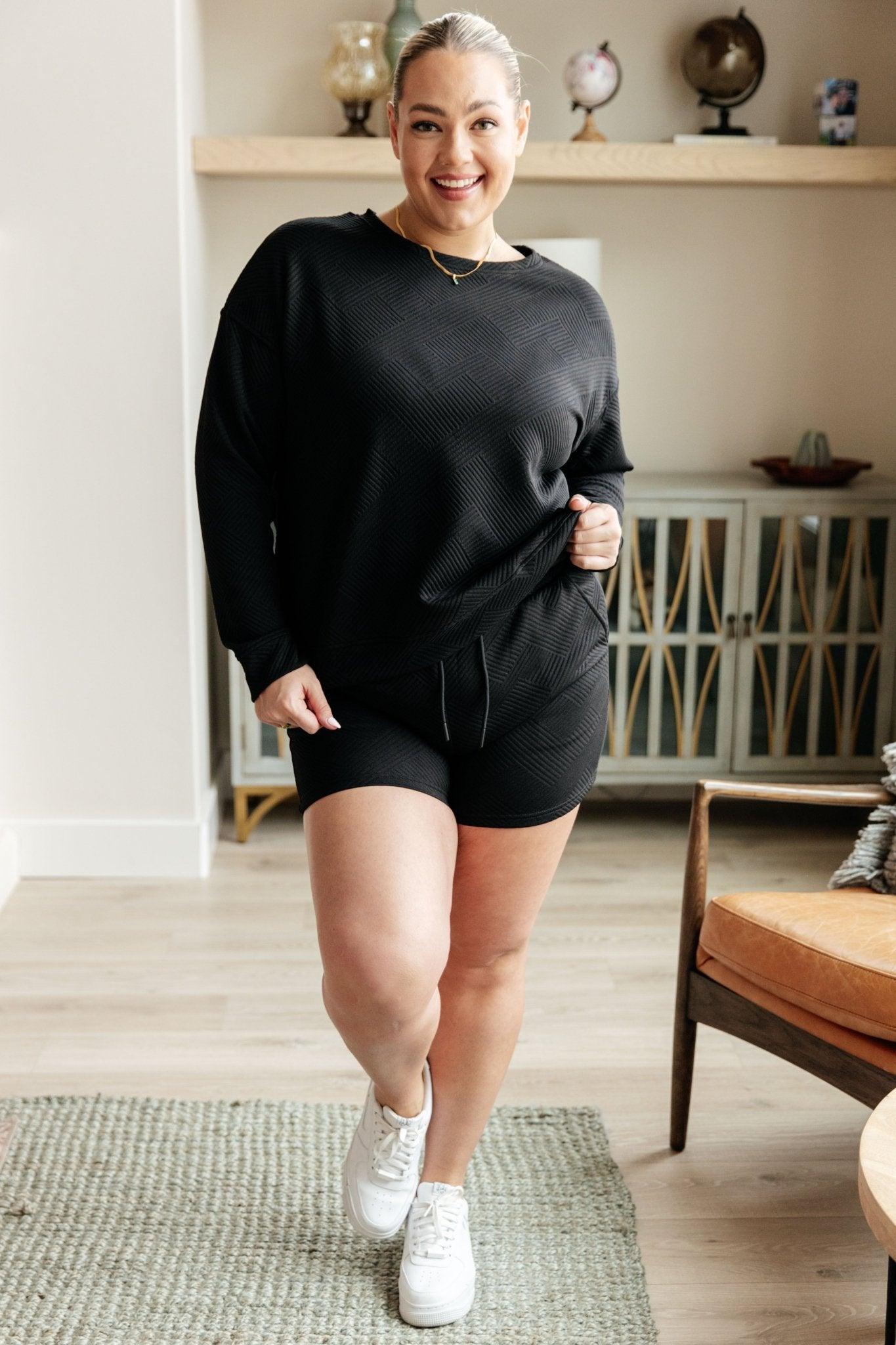 In The Details Long Sleeve Top and Shorts Set - AS6957-01 - Love it Curvy