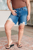 Kelsey Mid Rise Distressed Cutoff Shorts - AS8176-01 - Love it Curvy