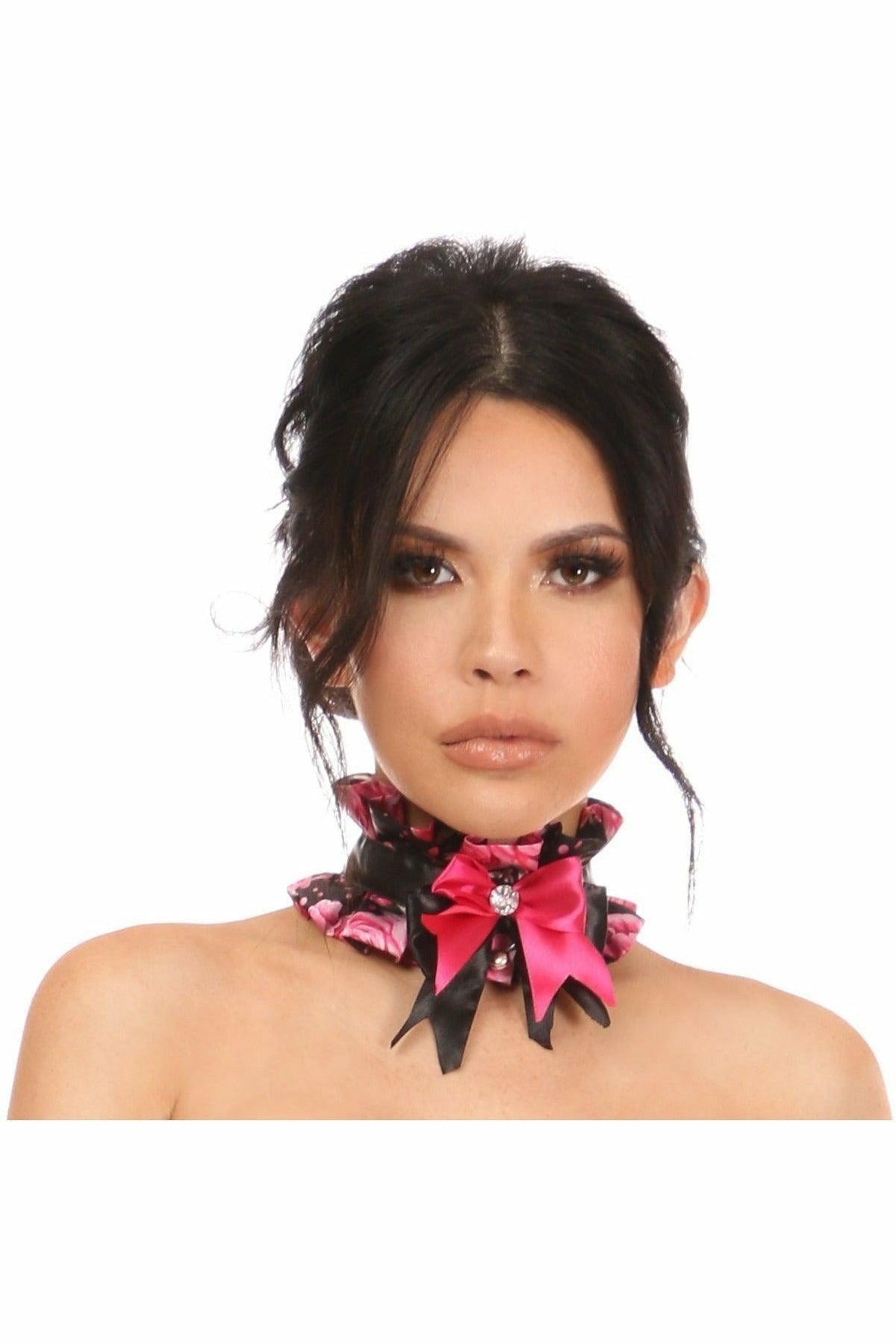 Kitten Collection Pink Floral Satin Choker - HAR - 436 - Regular - Love it Curvy