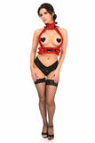 Kitten Collection Red Velvet & Faux Leather Double Strap Body Harness - HAR - 470 - Regular - Love it Curvy