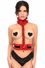 Kitten Collection Red Velvet & Faux Leather Single Strap Body Harness - HAR - 469 - Regular - Love it Curvy