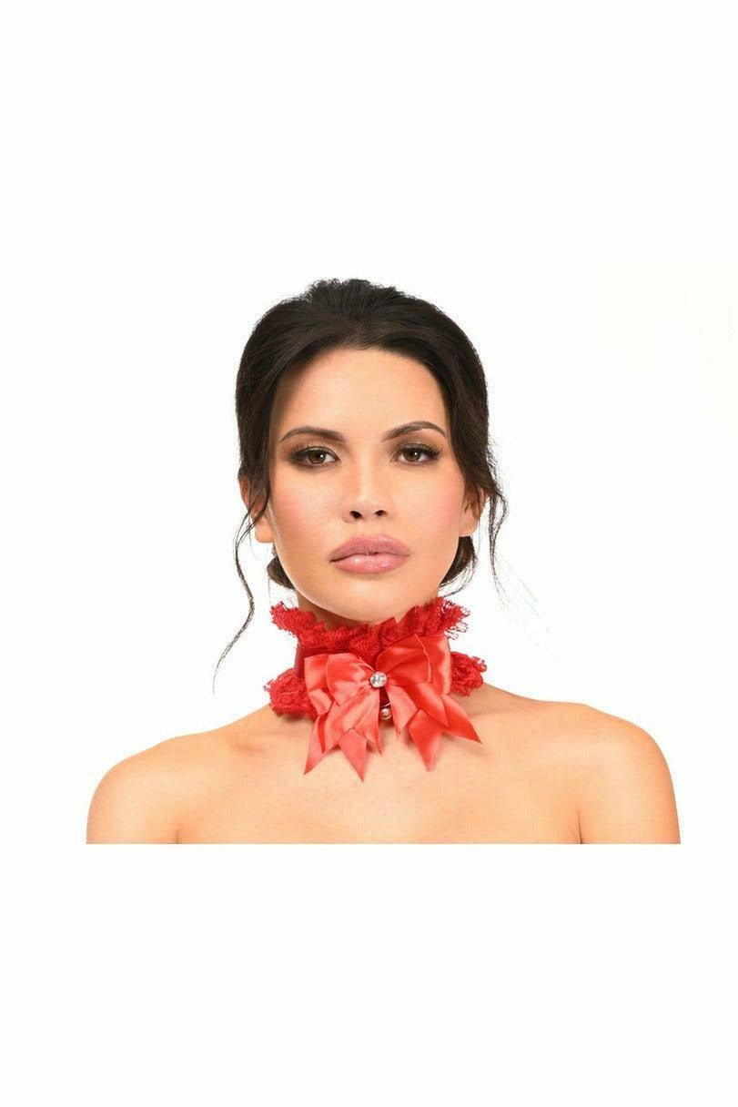 Kitten Collection Red/Red Lace Choker - HAR - 472 - Regular - Love it Curvy