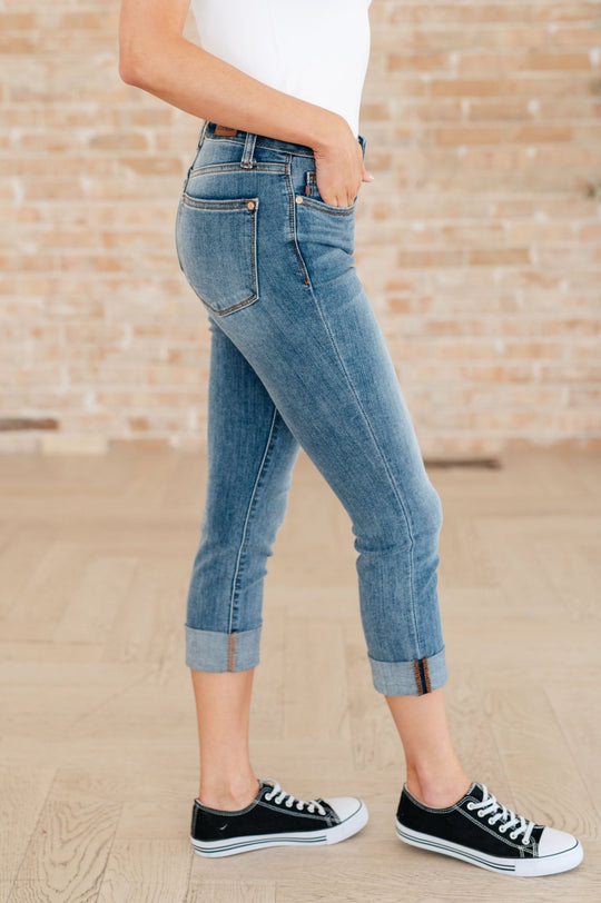 Laura Mid Rise Cuffed Skinny Capri Jeans - AS8182-01 - Love it Curvy