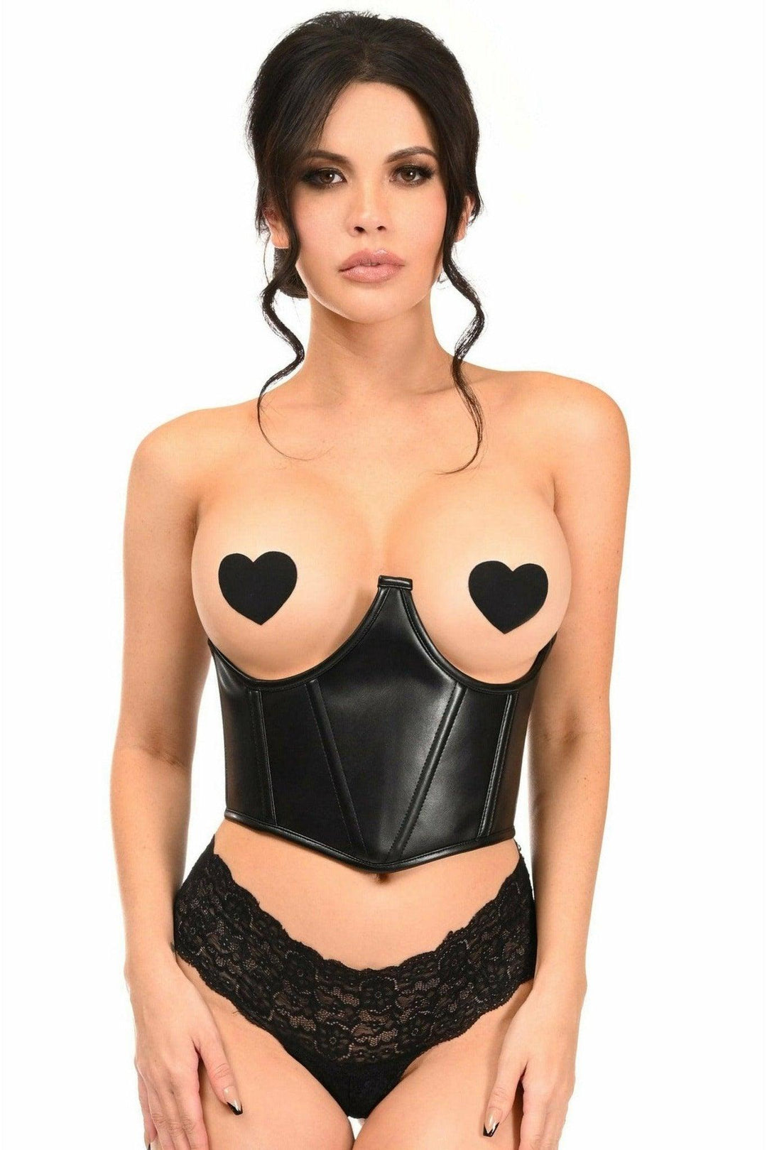 Lavish Black Faux Leather Underwire Cincher Corset - Love it Curvy