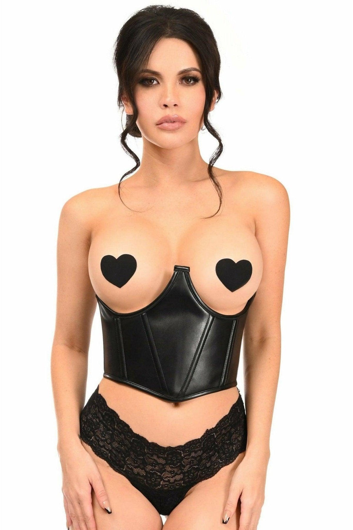 Lavish Black Faux Leather Underwire Cincher Corset - LV - 1419 - S - Love it Curvy