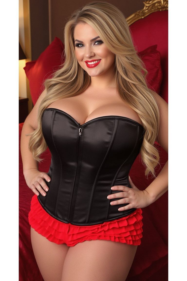 Lavish Black Sweetheart Front Zipper Corset - Love it Curvy