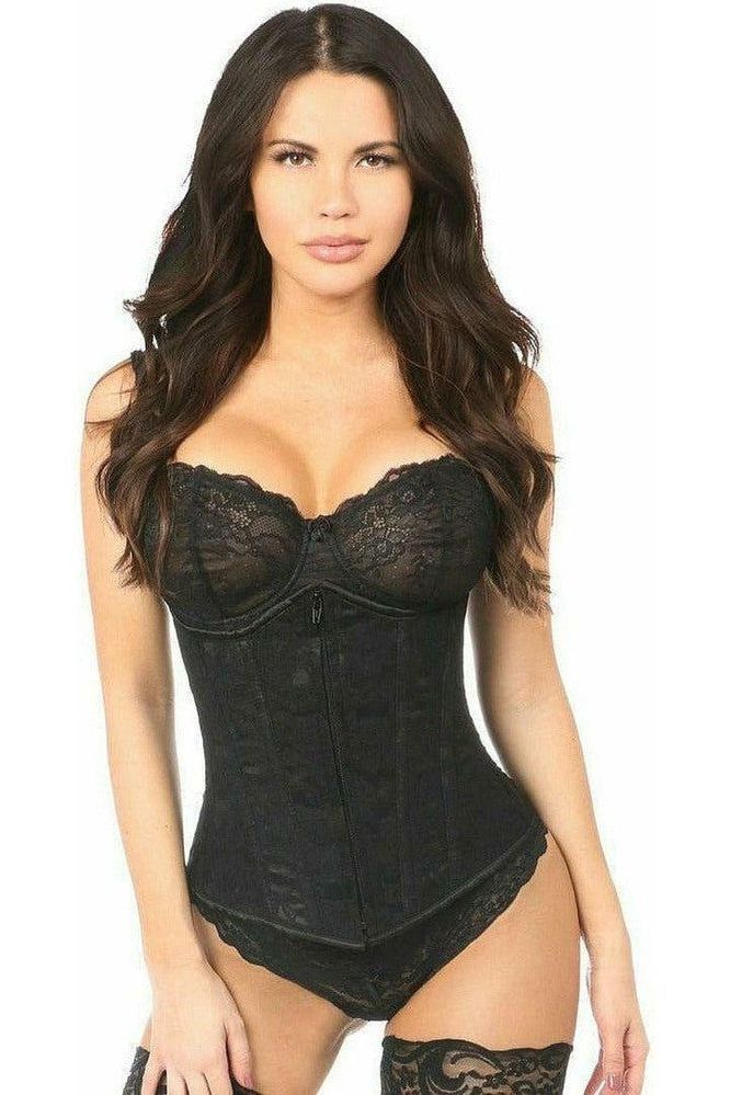 Lavish Black Underbust Corset w/Black Lace Overlay - Love it Curvy