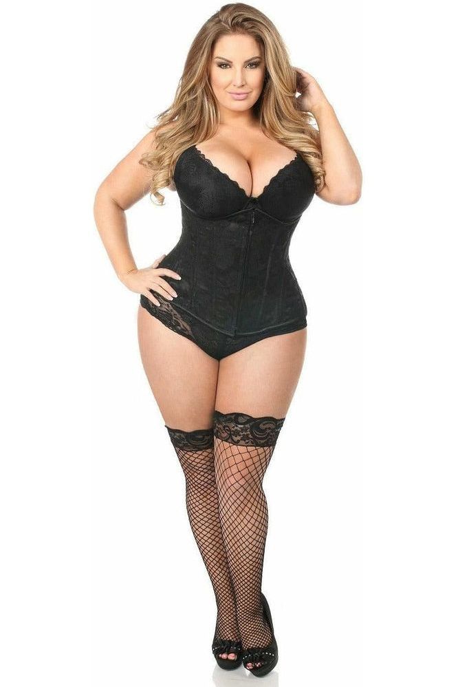 Lavish Black Underbust Corset w/Black Lace Overlay - Love it Curvy