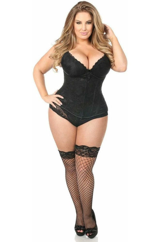 Lavish Black Underbust Corset w/Black Lace Overlay - Love it Curvy