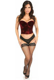 Lavish Dark Red Crushed Velvet Underwire Bustier
