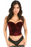 Lavish Dark Red Crushed Velvet Underwire Bustier