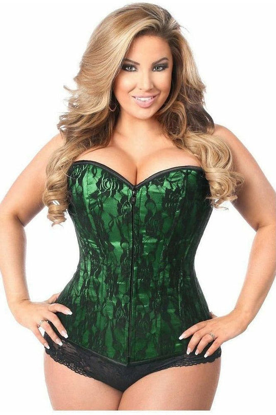 Lavish Green Lace Front Zipper Corset - Love it Curvy