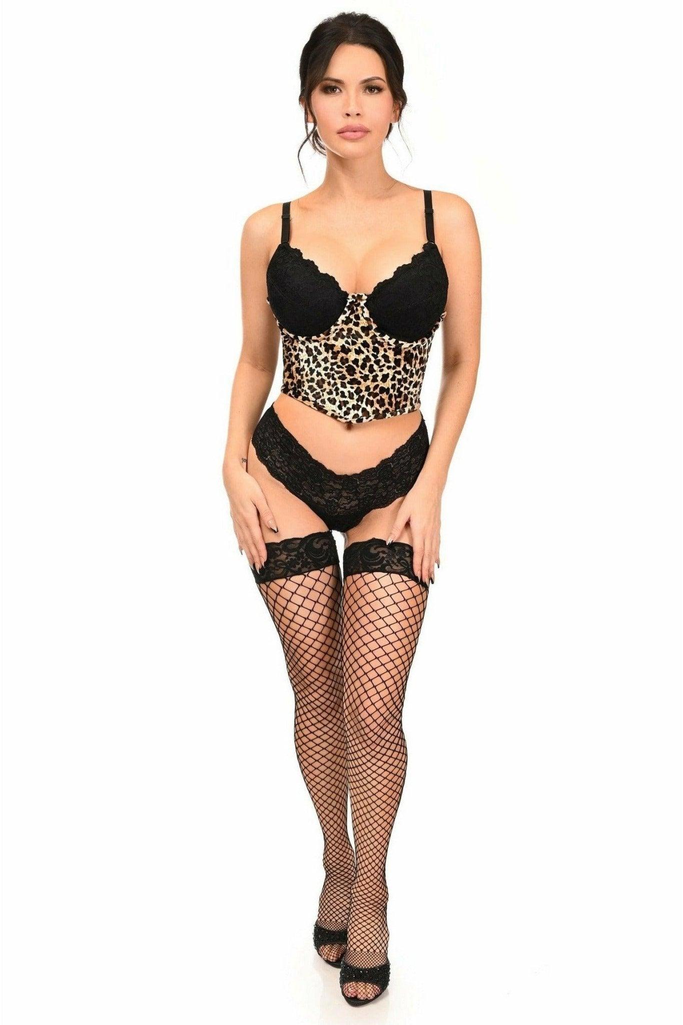 Lavish Leopard Velvet Underwire Open Cup Cincher Corset - LV - 1454 - S - Love it Curvy