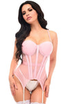 Lavish Lt Pink Mesh Underwire Bustier Corset w/Garters - Love it Curvy