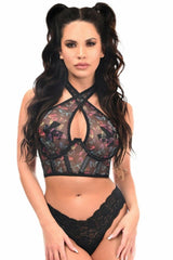 Lavish Neon Butterfly Mesh Underwire Cincher w/Built In Halter Top - LV - 1539 - S - Love it Curvy