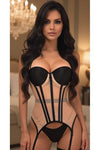 Lavish Nude/Black Mesh Underwire Bustier Corset w/Garters - Love it Curvy