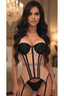 Lavish Nude/Black Mesh Underwire Bustier Corset w/Garters - Love it Curvy