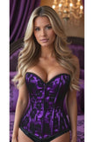 Lavish Purple Lace Front Zipper Corset