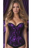 Lavish Purple Lace Front Zipper Corset