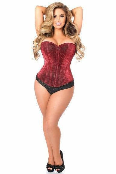 Lavish Red Glitter Front Zipper Corset - LV - 621 - S - Love it Curvy