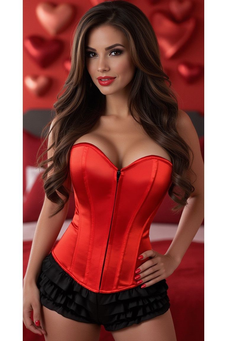 Lavish Red Sweetheart Front Zipper Corset