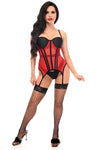 Lavish Red/Black Mesh Underwire Bustier Corset w/Garters - Love it Curvy