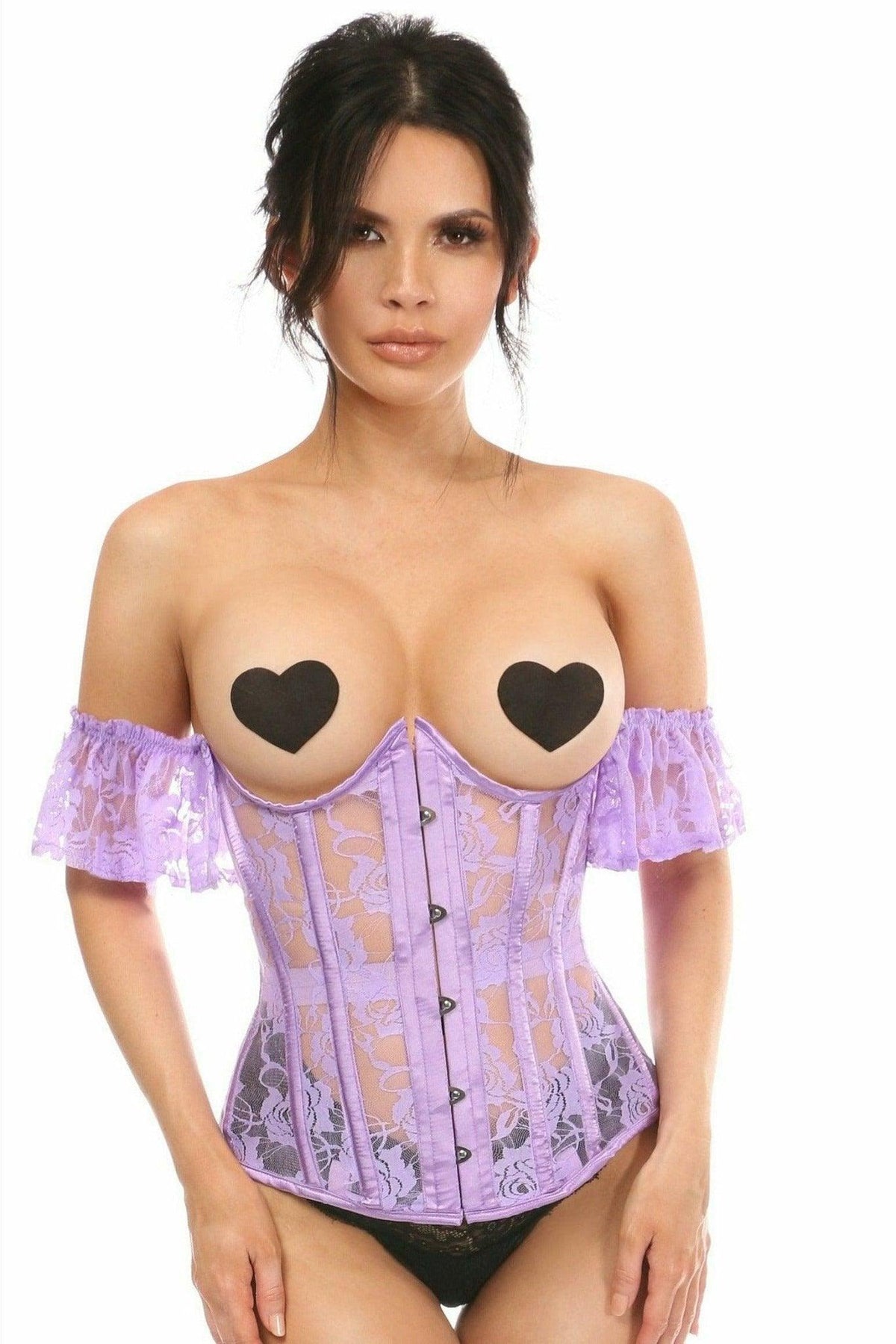 Lavish Sheer Lavender Lace Underbust Underwire Corset w/Ruffle Sleeve - LV - 1510 - S - Love it Curvy