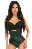 Lavish Wet Look Under Bust Corset Green w/Lace Overlay - LV - 1186 - S - Love it Curvy