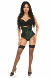 Lavish Wet Look Under Bust Corset Green w/Lace Overlay - LV - 1186 - S - Love it Curvy