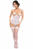 Lavish White Sheer Lace Underwire Open Cup Underbust Corset - LV - 1161 - S - Love it Curvy