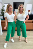 Lisa High Rise Control Top Wide Leg Crop Jeans in Kelly Green - AS8318-01 - Love it Curvy