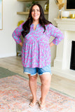 Lizzy Babydoll Top in Emerald and Pink Paisley - AS8287-01 - Love it Curvy