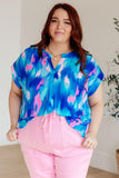 Lizzy Cap Sleeve Top in Royal Brush Strokes - AS8110-01 - Love it Curvy