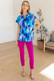 Lizzy Cap Sleeve Top in Royal Brush Strokes - AS8110-01 - Love it Curvy