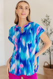 Lizzy Cap Sleeve Top in Royal Brush Strokes - AS8110-01 - Love it Curvy