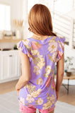 Lizzy Flutter Sleeve Top in Lavender French Floral - AS8550-01 - Love it Curvy