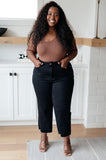 Lizzy High Rise Control Top Wide Leg Crop Jeans in Black - AS7268-01 - Love it Curvy