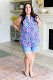 Lizzy Tank Top in Royal Bouquet - AS8310-01 - Love it Curvy