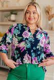 Lizzy Top in Navy and Purple Floral - AS8172-01 - Love it Curvy