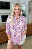 Lizzy Top in Oyster and Pink Blossoms - AS8386-01 - Love it Curvy