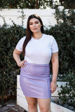 Plus Lavender Faux Leather High Waist Mini Skirt - Love it Curvy