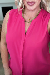 Love Me Now Sleeveless Blouse in Hot Pink - AS7939-01 - Love it Curvy