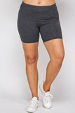 Copy of Solid Biker High-waisted Shorts With Elastic Waist - Love it Curvy