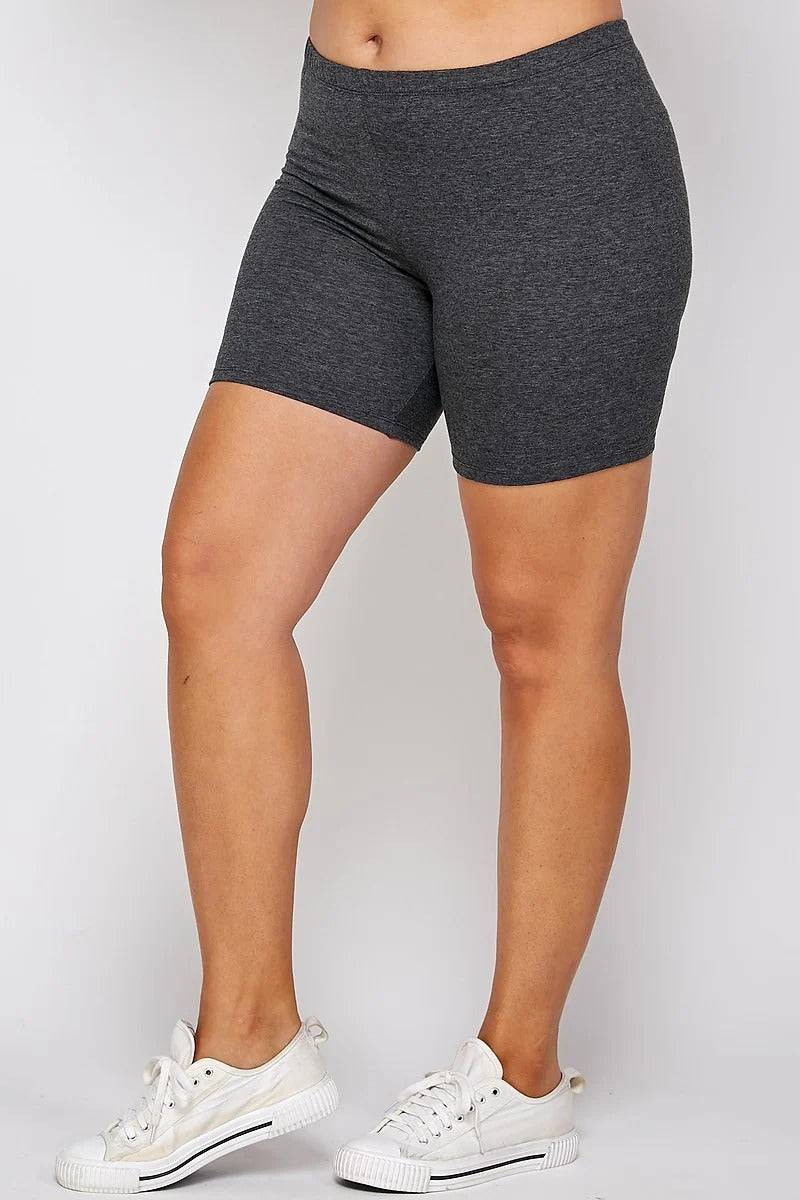 Copy of Solid Biker High-waisted Shorts With Elastic Waist - Love it Curvy