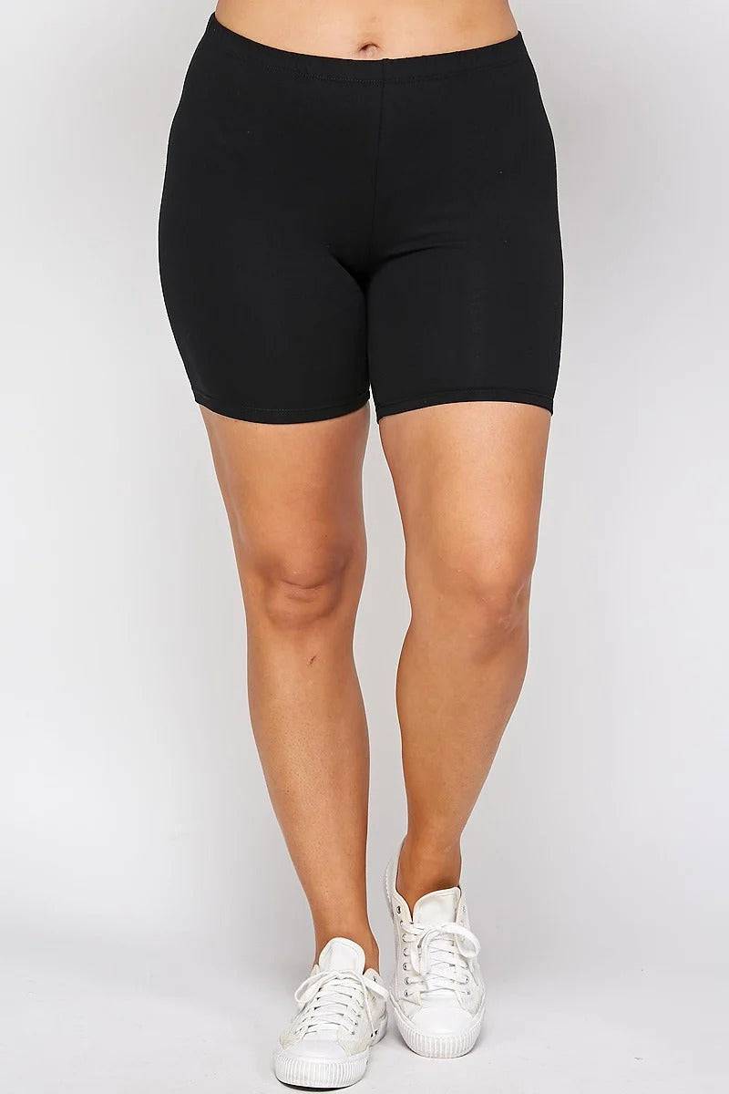 Copy of Solid Biker High-waisted Shorts With Elastic Waist - Love it Curvy