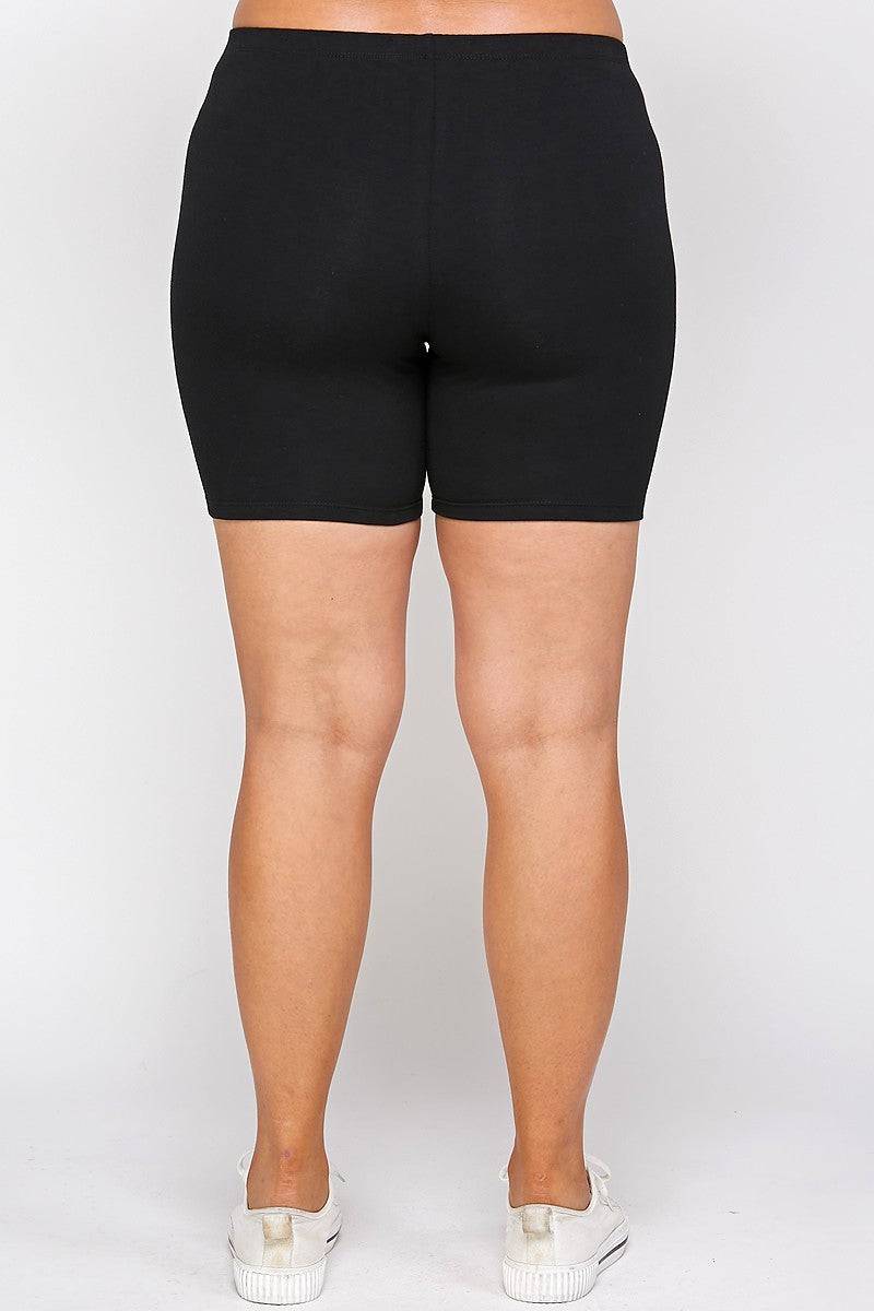 Copy of Solid Biker High-waisted Shorts With Elastic Waist - Love it Curvy