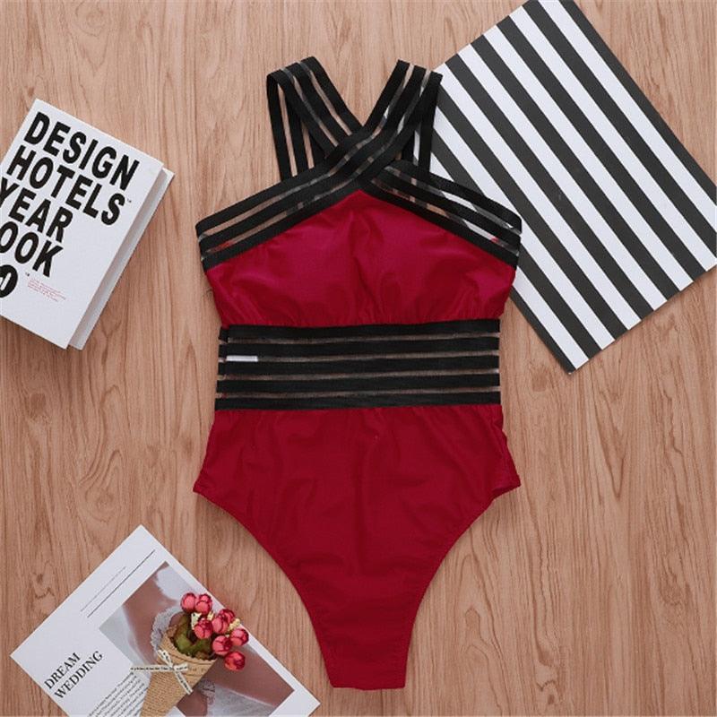 Curve Confidence High Neck Mesh Back One-Piece Swimsuit